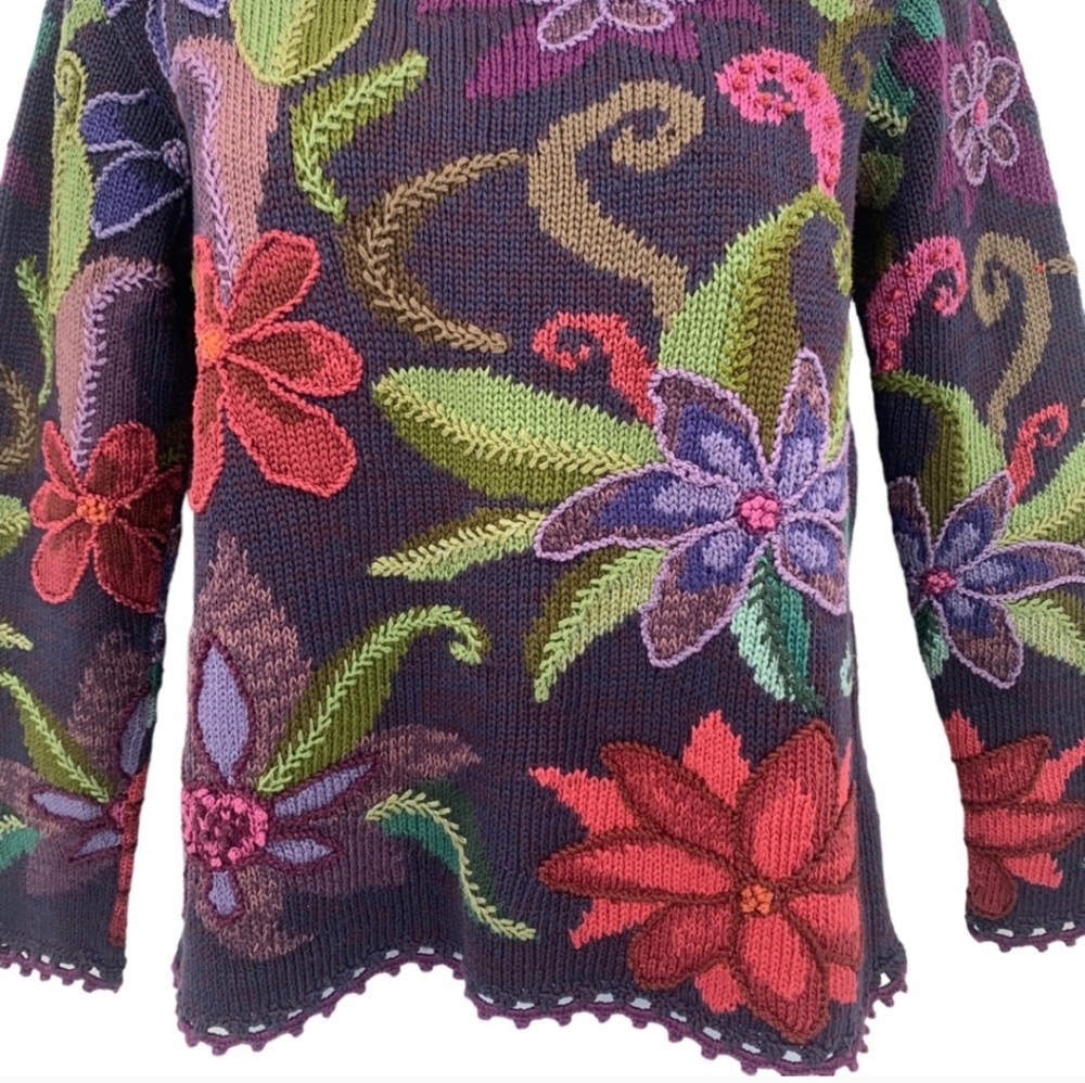 Peruvian Connection Floral Knit Sweater - Multicolor - Picture 4 of 11